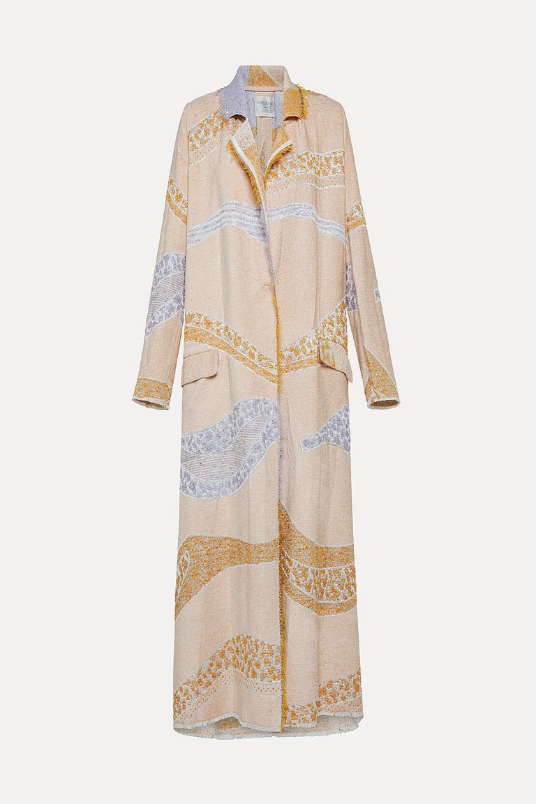 Jacquard Long Coat - Tangerine