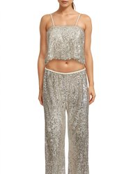 Micro-sequined Top - Light Gold