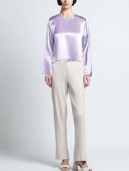 Shining Long Sleeve Satin Top - Iris