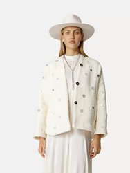 Soft Boucle' Jacket With Mirrors - Ivory