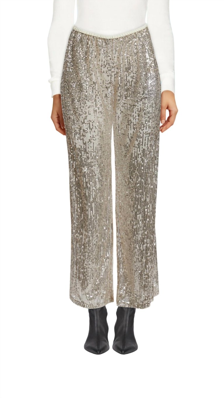 The Trousers In Micro–Sequins - Light Gold
