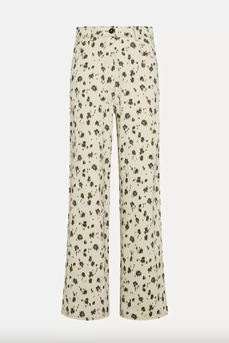 Wide Leg Jeans With A "Les Fleurs Camou" Print - Ivory