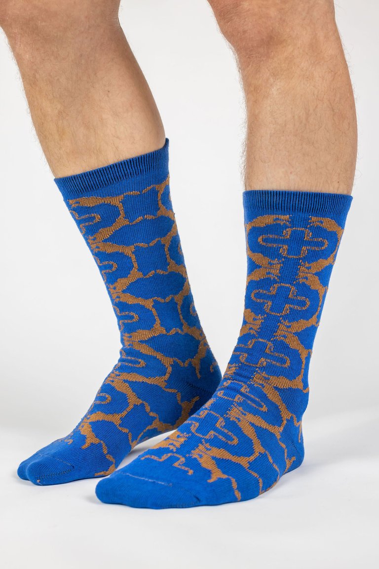 Blue & Gold Horse & Shoe Men's Socks - Horse/Shoe