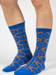 Blue & Gold Horse & Shoe Men's Socks - Horse/Shoe