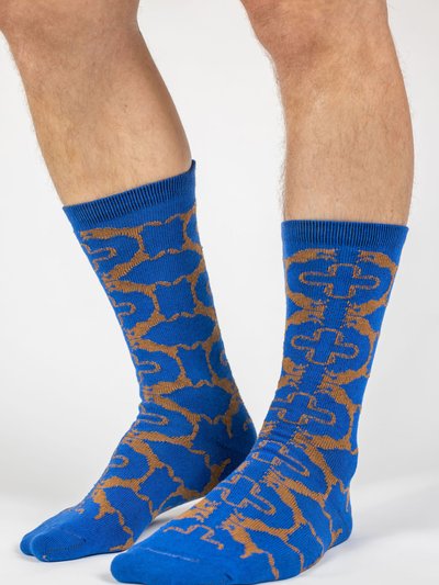 FORZA CAVALLO Blue & Gold Horse & Shoe Men's Socks product