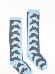 Slate Blue & Grey Escher Horse Women's Socks