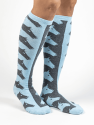 Slate Blue & Grey Escher Horse Women's Socks - Slate Blue