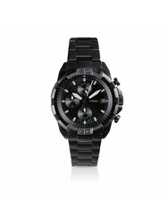 Bronson FS5853 Elegant Japanese Movement Fashionable Chronograph Black Stainless Steel Watch - Black