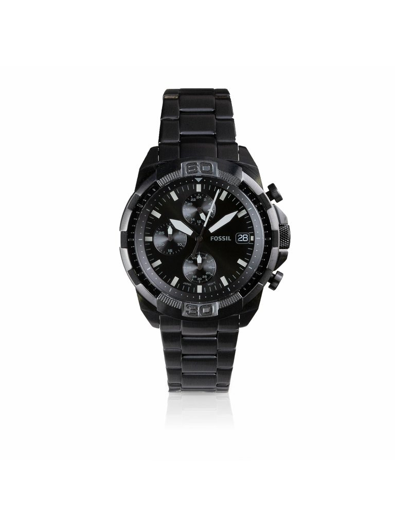 Bronson FS5853 Elegant Japanese Movement Fashionable Chronograph Black Stainless Steel Watch - Black