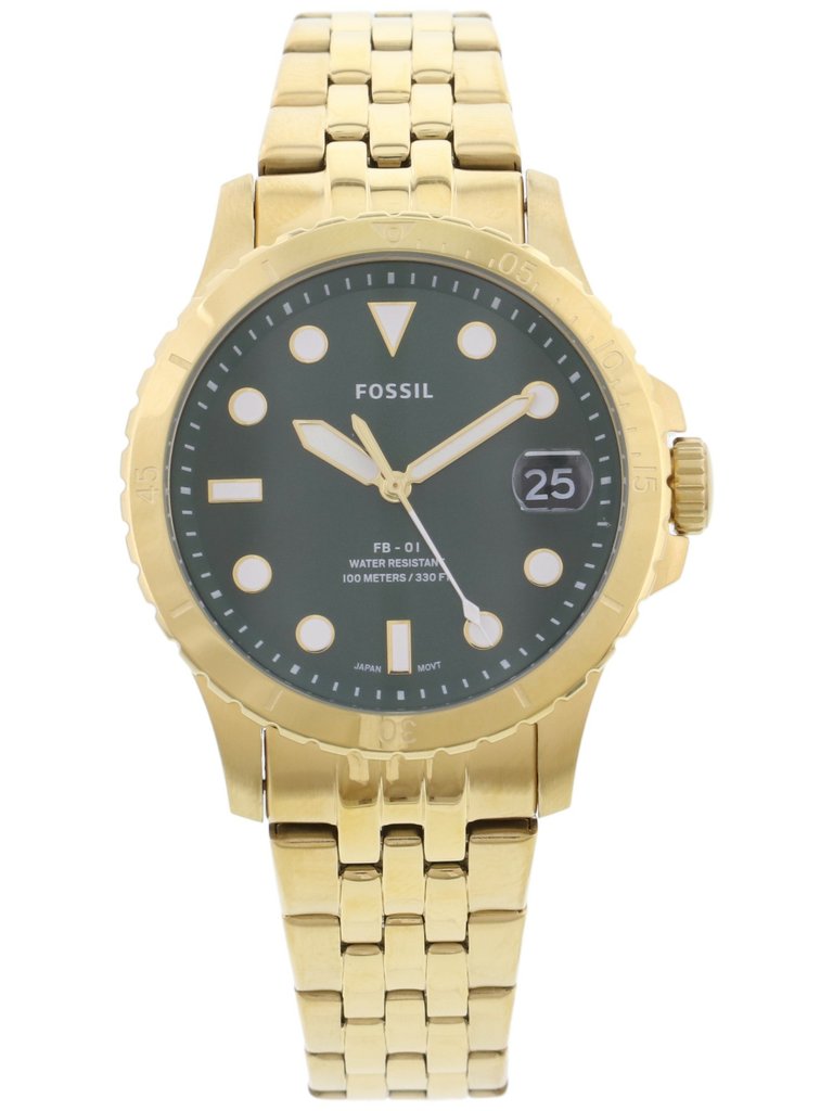 ES4746 Elegant Japanese Movement Fashionable Three-Hand Date Gold-Tone Stainless Steel Watch - Gold