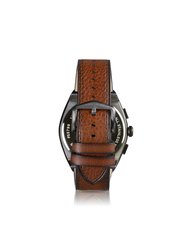 Everett FS5799 Elegant Japanese Movement Fashionable Chronograph Amber Eco Leather Watch