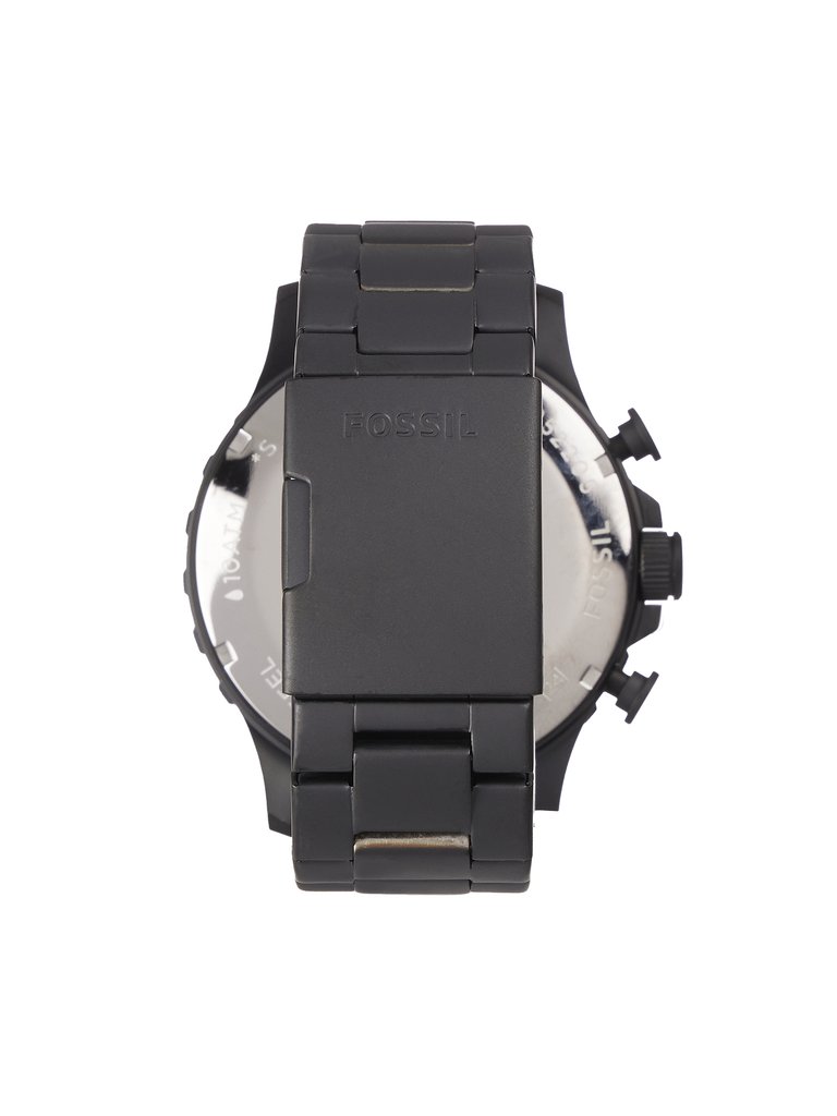 Fossil Black Nate JR1401 Elegant Japanese Movement Fashionable Chronograph  Black Stainless Steel Watch | Verishop