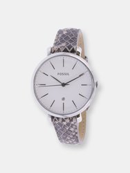 Fossil Women's Mini Jacqueline ES4631 Silver Leather Quartz Fashion Watch - Silver