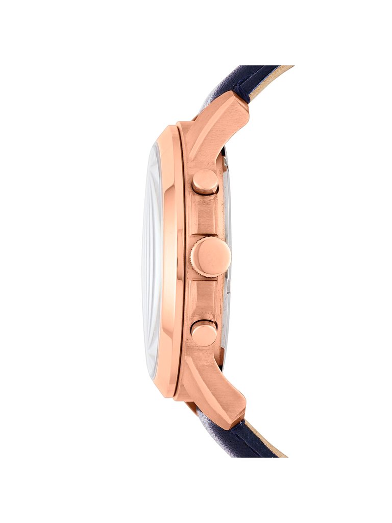 Grant FS4835 Elegant Japanese Movement Fashionable Chronograph Navy Leather Watch