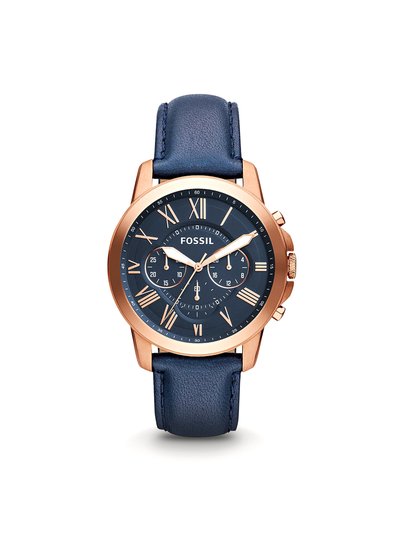 Fossil Grant FS4835 Elegant Japanese Movement Fashionable Chronograph Navy Leather Watch product