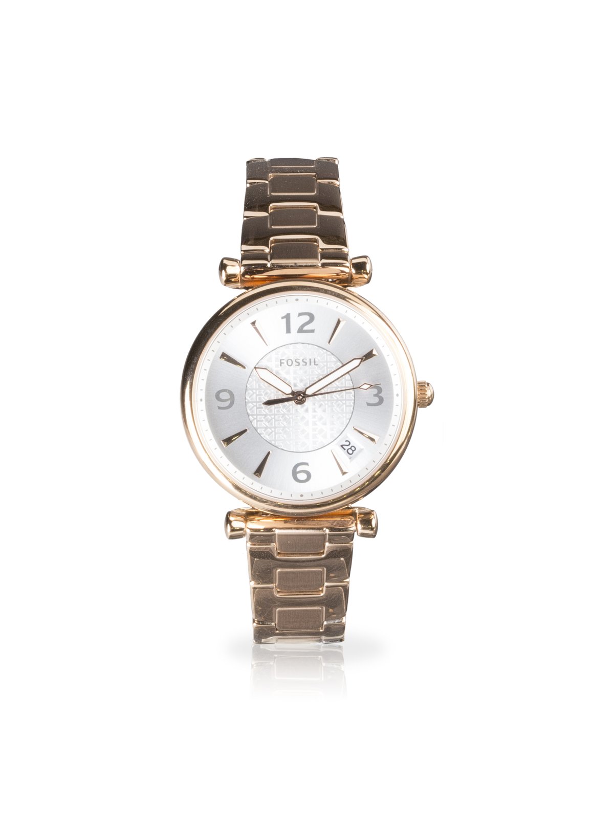 Fossil Jacqueline ES5098 Elegant Japanese Movement Fashionable  Multifunction Rose Gold-Tone Stainless Steel Mesh Watch