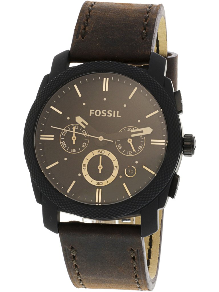 Fossil Men's Machine FS5251SET Grey Leather Swiss Parts Chronograph Fashion  Watch