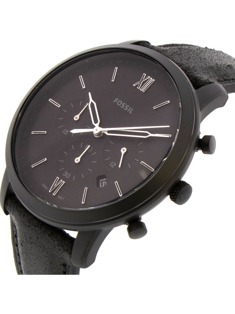 Fossil Black Men's Neutra FS5503 Black Leather Japanese Quartz