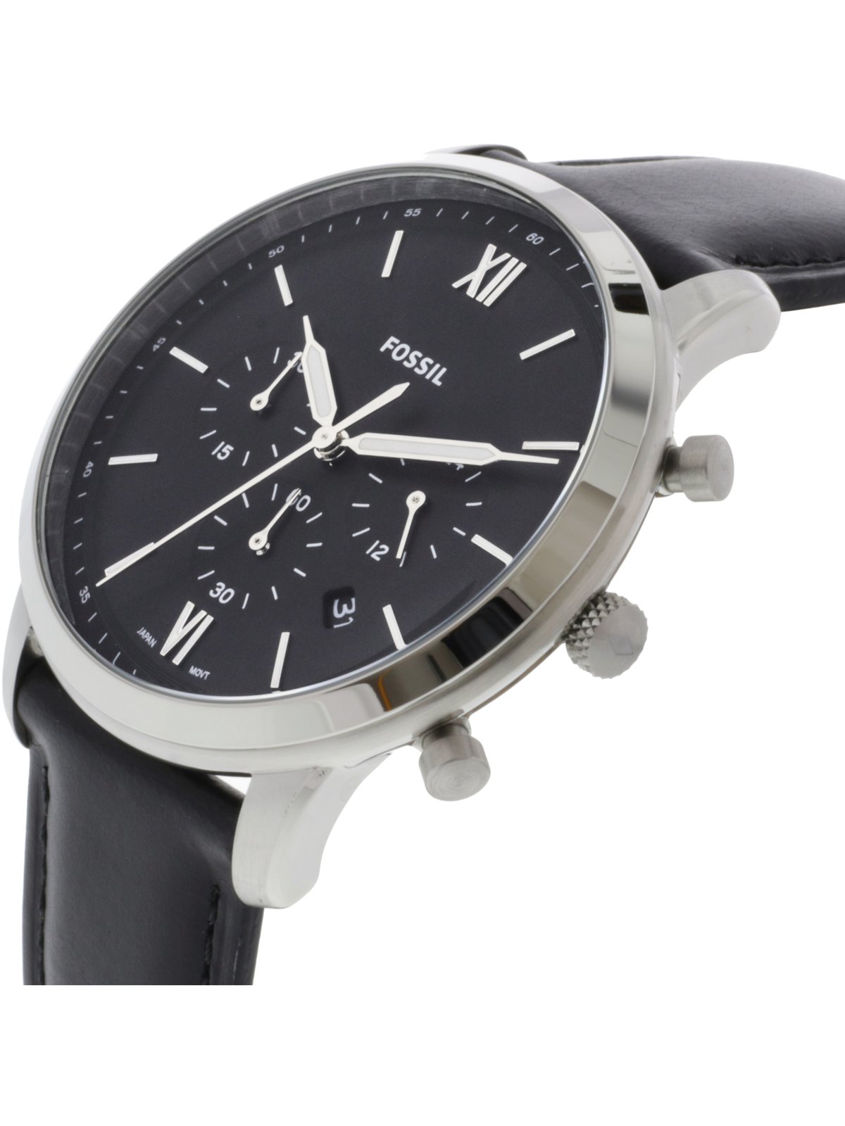 Fossil Black Neutra FS5452 Elegant Japanese Movement Fashionable Chronograph  Black Leather Watch | Verishop