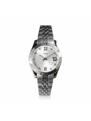 Scarlette ES4897 Elegant Japanese Movement Fashionable Mini Three-Hand Date Stainless Steel Watch - Silver