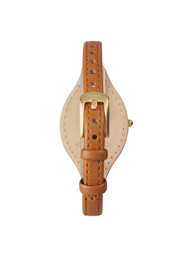 Women's ES5215 Brown Carlie Mini Quartz Stainless Steel and Eco Leather Three-Hand Watch