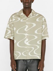 Abstract Wave Graphic Shirt - Sand Beige Print