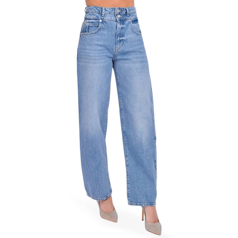 Double High Waist Band Barrel Jeans In Weston