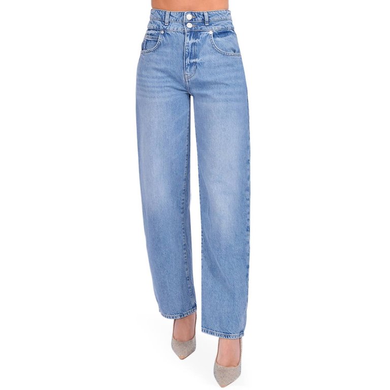 Double High Waist Band Barrel Jeans In Weston - Weston