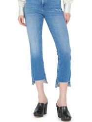 Le Crop Mini Boot Raw Stagger Chew Jeans - Drizzle Rips Chew - Blue