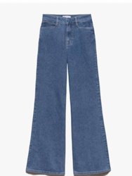 Le Slim Palazzo Jeans In Blue - Blue