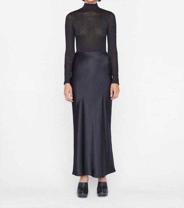 Long Silk Maxi Skirt - Black