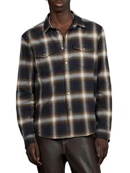 Men's Brushed Cotton Plaid Shirt - Black