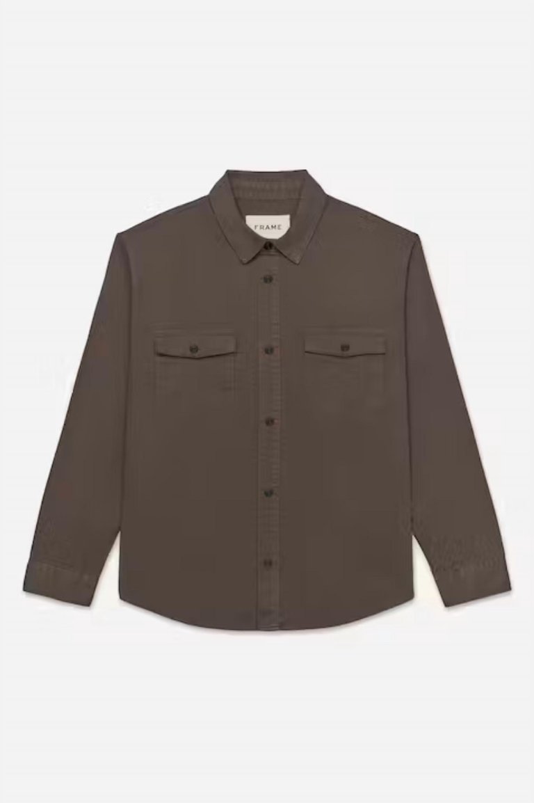 Men's Fashion Denim Shirt - Dark Olive