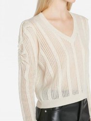 Pointelle Cashmere Ruched Sweater