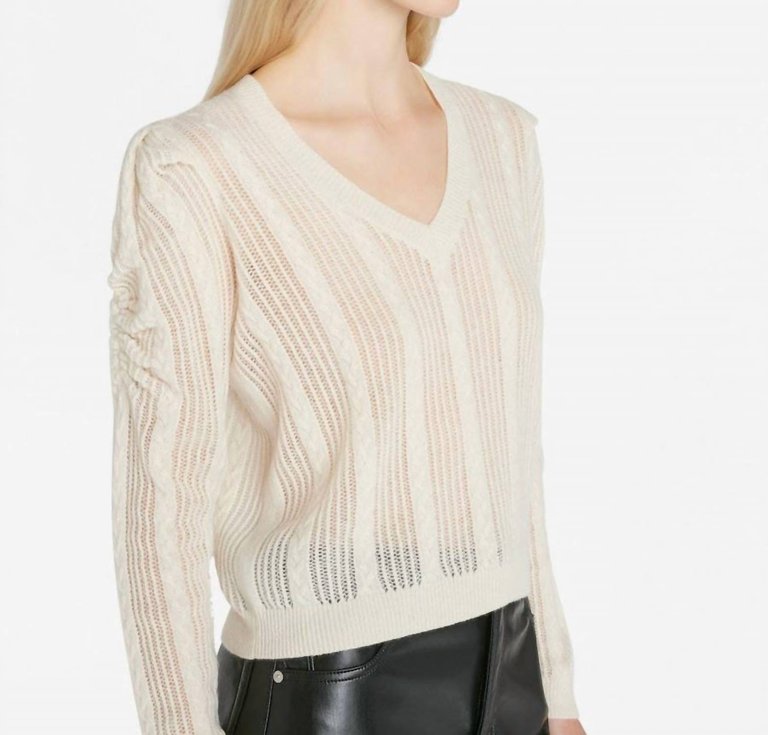 Pointelle Cashmere Ruched Sweater