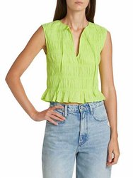 Sleeveless Shirred Top - Bright Lime