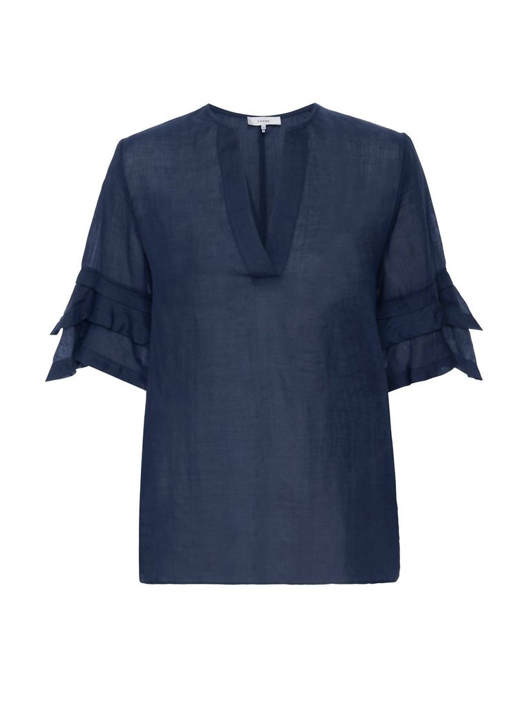 Tiered Ruffle Blouse - Navy