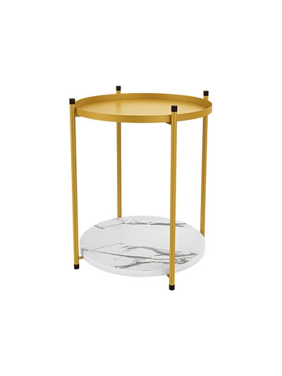 Frana 21" Tall Golden Iron Marble Tray Top End Table product