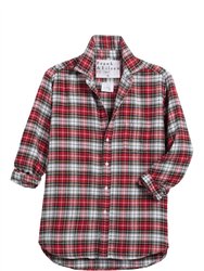 Eileen Relaxed Button-Up Shirt - White Black Red Plaid