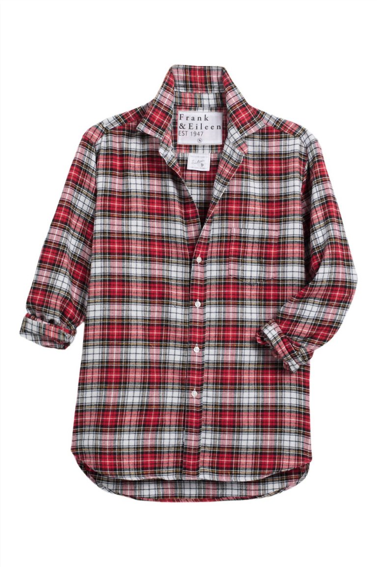 Eileen Relaxed Button-Up Shirt - White Black Red Plaid