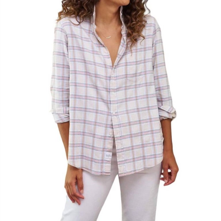 Relaxed Button Up Shirt - Cream White Pink Plaid