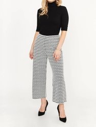 Houndstooth Wide Leg Pant In Black/Off White - Black/Off White