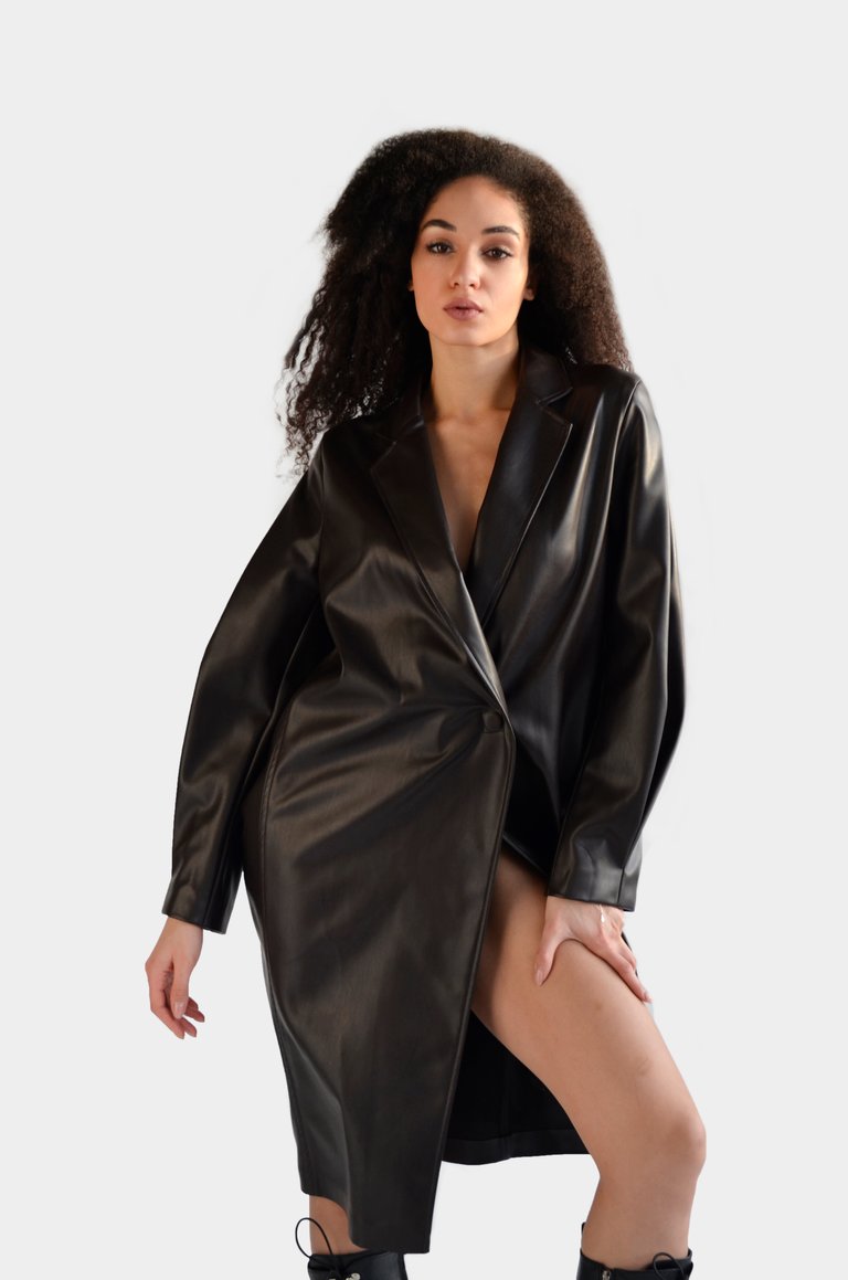 Eco Leather Coat - Dark Chocolate