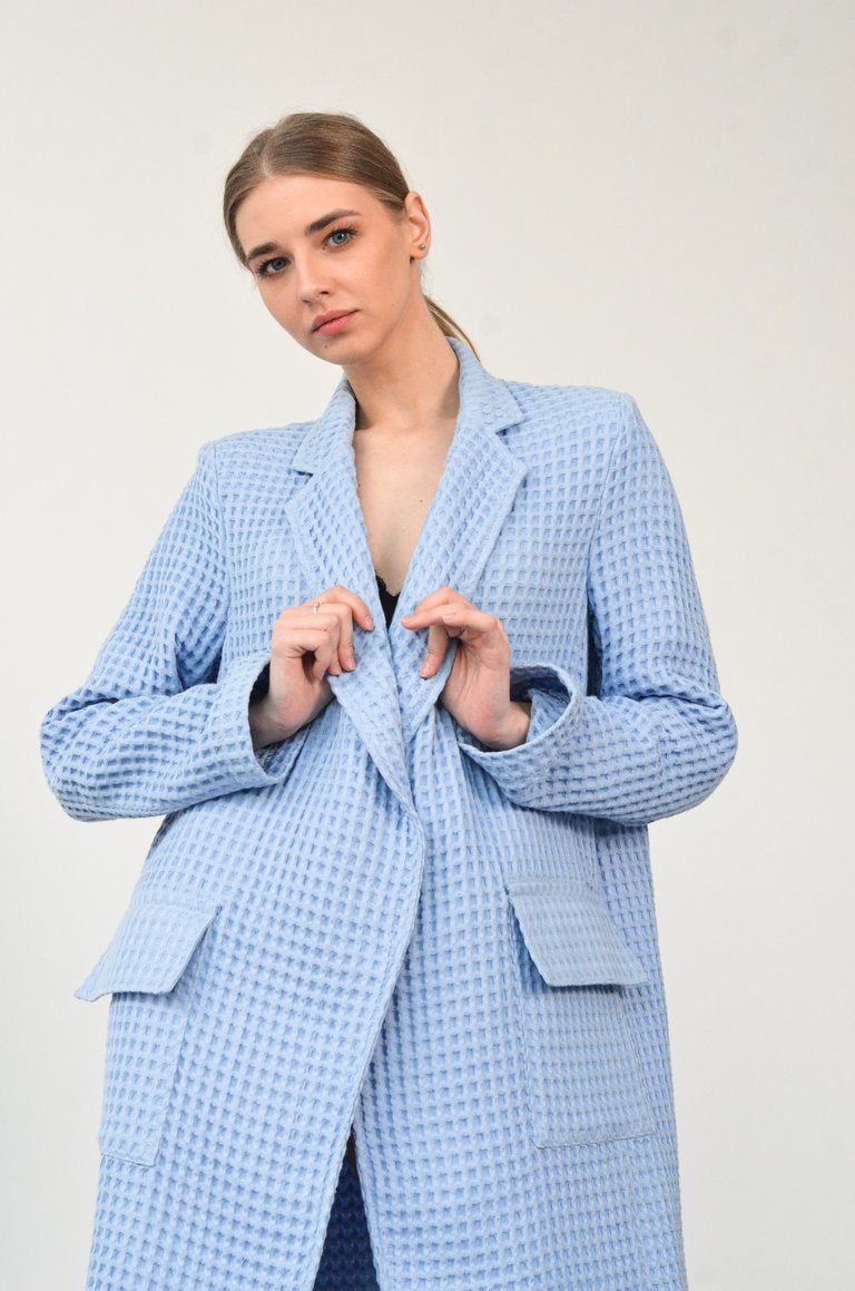 Waffle Coat Blue - Blue