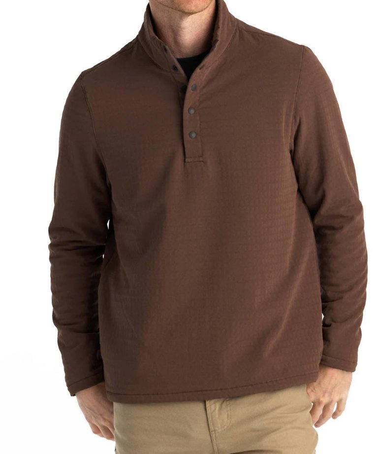 Gridback Fleece Snap Pullover Sweatshirt In Mustang