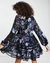 Cherry Blossom Mini Dress In Black/Blue