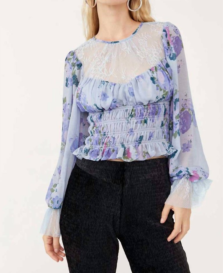 Daphne Blouse In Silver Blue Combo - Silver Blue Combo