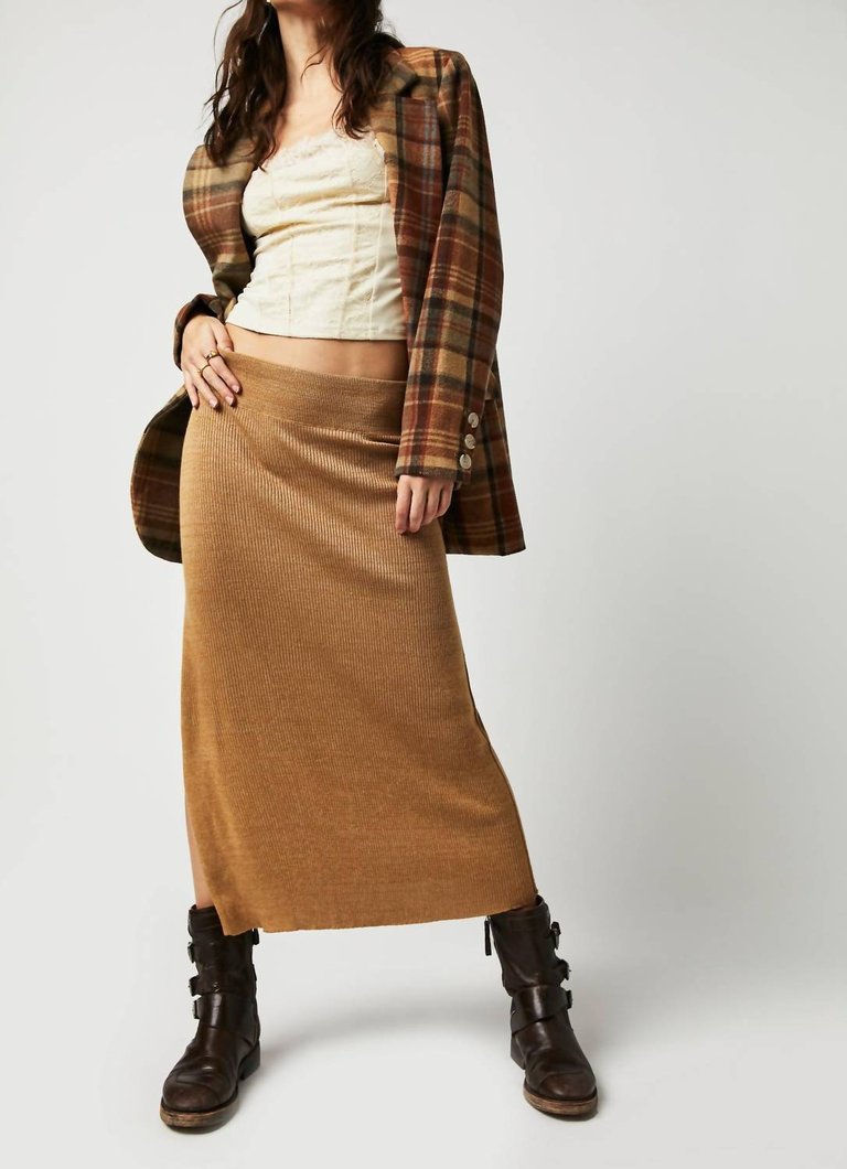 Golden Hour Midi Skirt In Tan - Tan