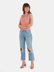 Maggie Mid Rise Distressed Straight Jeans