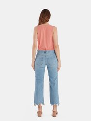 Maggie Mid Rise Distressed Straight Jeans